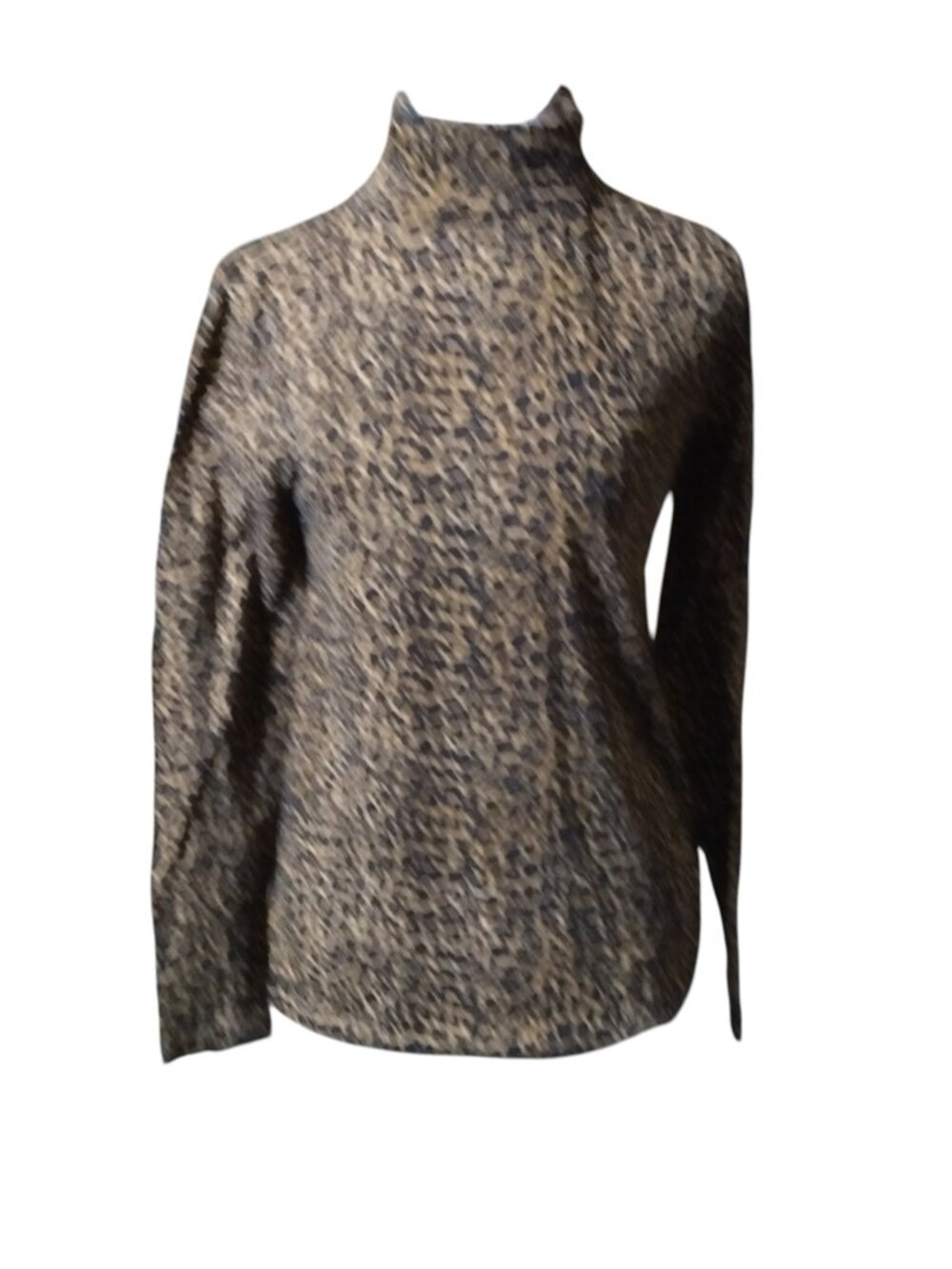 J. Crew Leopard Print Women's Small 100% Cotton Long Sleeve Turtleneck Top